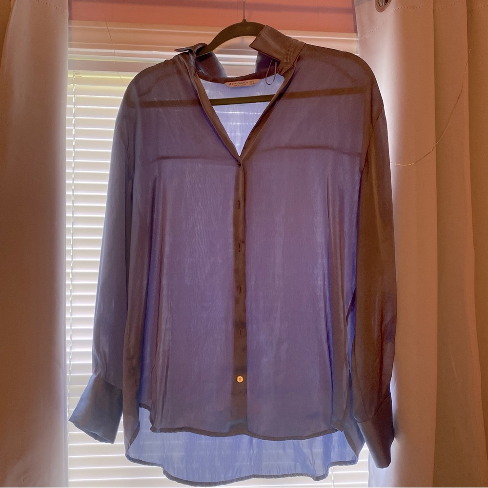 Stradivarius Silk/Satin Button Up Top